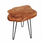 Side table, the end of the couch ANGELE in metal and wood of cedar (natural)