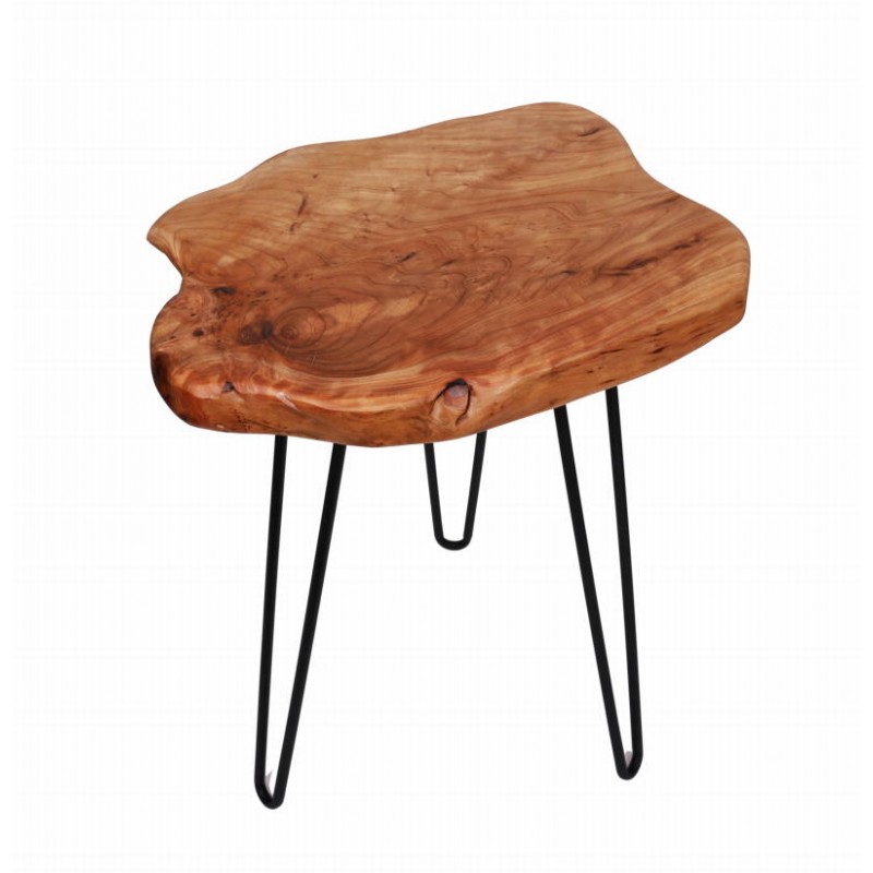 Tavolino, la fine del divano ANGELE in metallo e legno di cedro (naturale) - image 42698