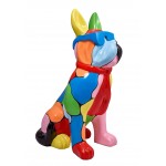Resina estatua escultura decorativa perro A las gafas de diseño permanente H102 (multicolor)