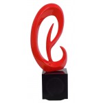 Diseño de escultura decorativa de la estatua embarazada Bluetooth LISTENING en resina (Rojo)