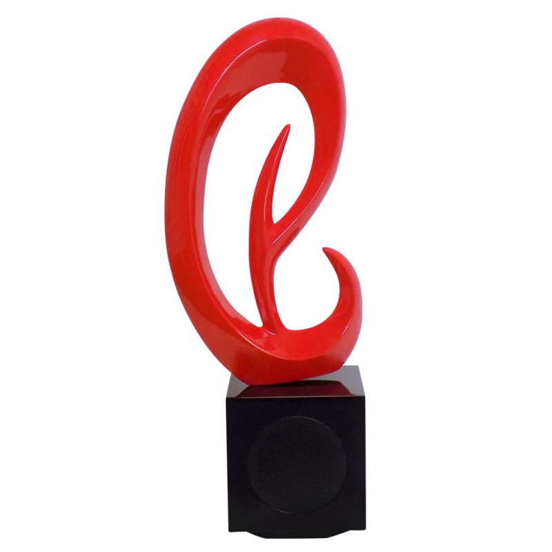 Diseño de escultura decorativa de la estatua embarazada Bluetooth LISTENING en resina (Rojo)