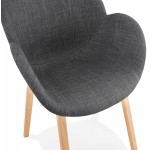 Chaise design scandinave avec accoudoirs CALLA en tissu pieds couleur naturelle (gris anthracite)