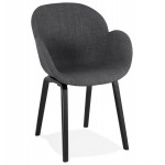 Scandinavian design chair with CALLA armrests in black foot fabric (anthracite grey)
