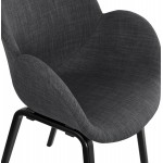 Chaise design scandinave avec accoudoirs CALLA en tissu pieds couleur noire (gris anthracite)