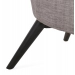 Fauteuil design YASUO en tissu pieds bois couleur noire (gris clair)