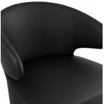 Fauteuil design YASUO en polyuréthane pieds bois couleur noire (noir)