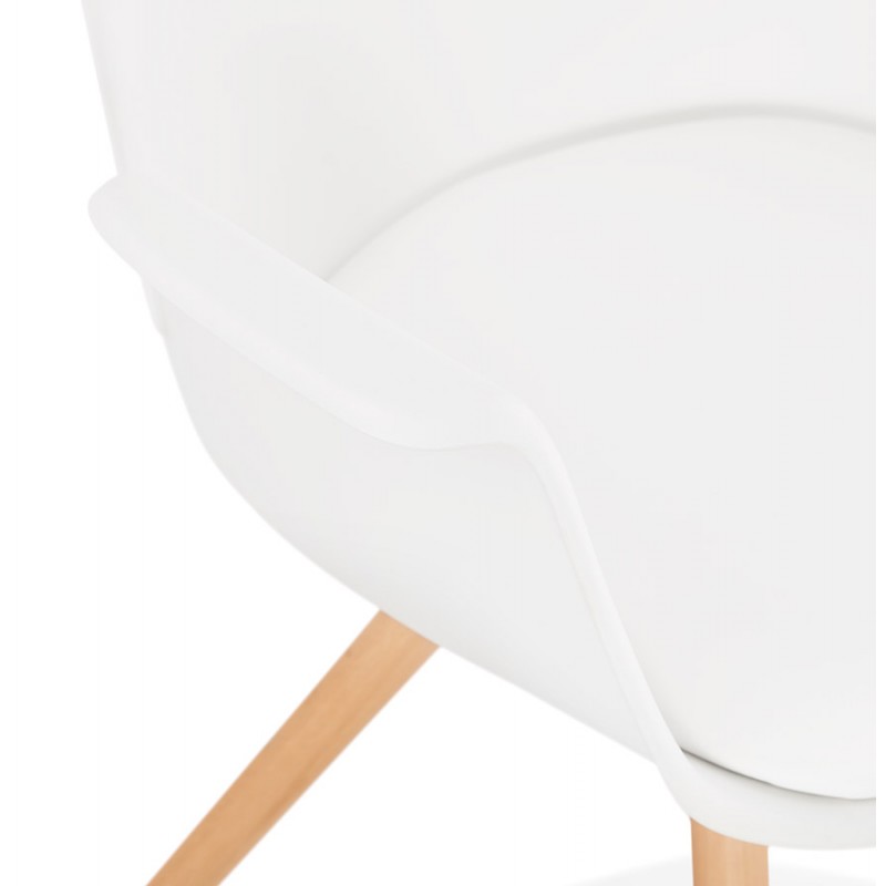 Silla de diseño escandinavo con apoyabrazos de madera de color natural de pies ARUM (blanco) - image 43289