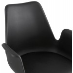 Skandinavischer Designstuhl mit ARUM Füßen naturfarbenen Holzfuß unruhig (schwarz)