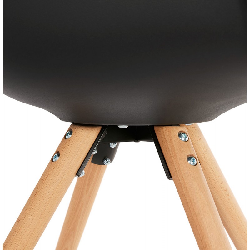 Scandinavian design chair with ARUM feet natural-coloured wooden foot restless (black) - image 43304