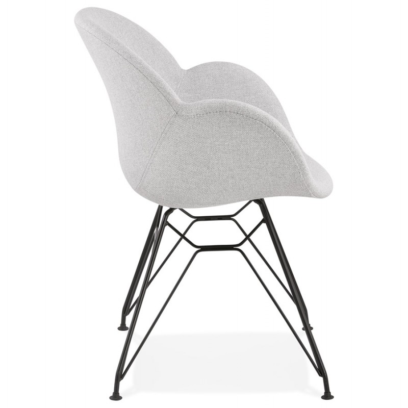 TOM Industrie-Stil Design Stuhl aus schwarzem Metall Fußstoff (hellgrau) - image 43379