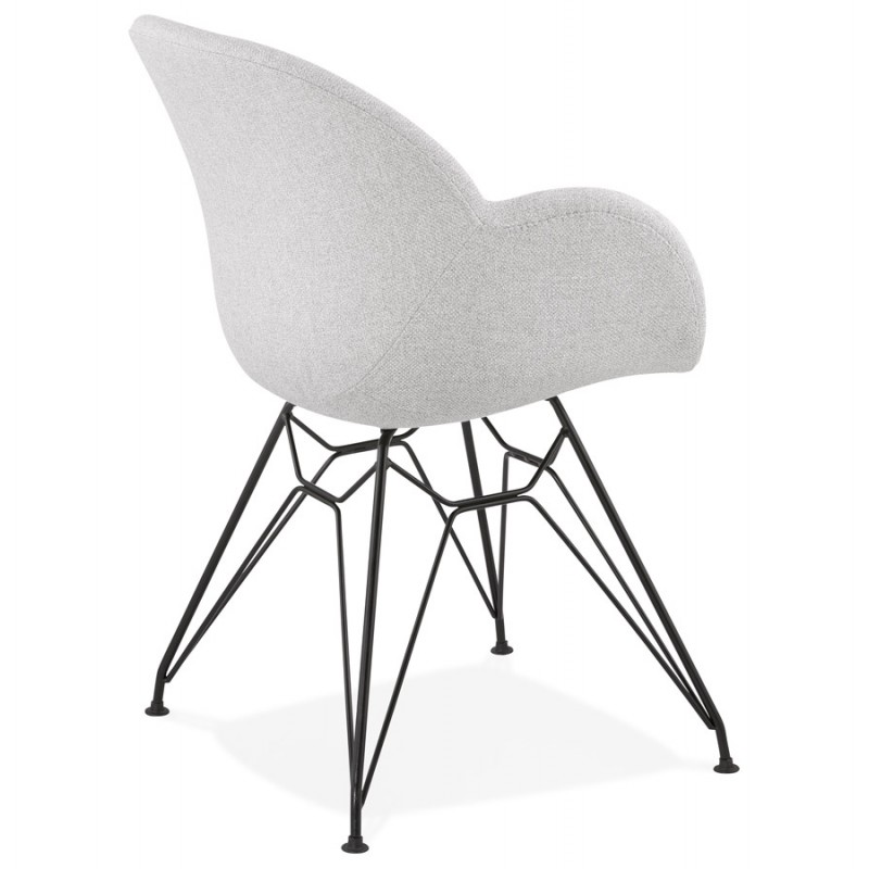 TOM Industrie-Stil Design Stuhl aus schwarzem Metall Fußstoff (hellgrau) - image 43380
