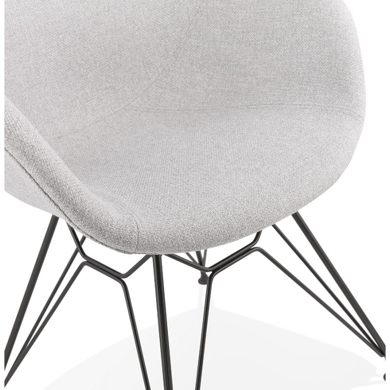 TOM Industrie-Stil Design Stuhl aus schwarzem Metall Fußstoff (hellgrau) - image 43383