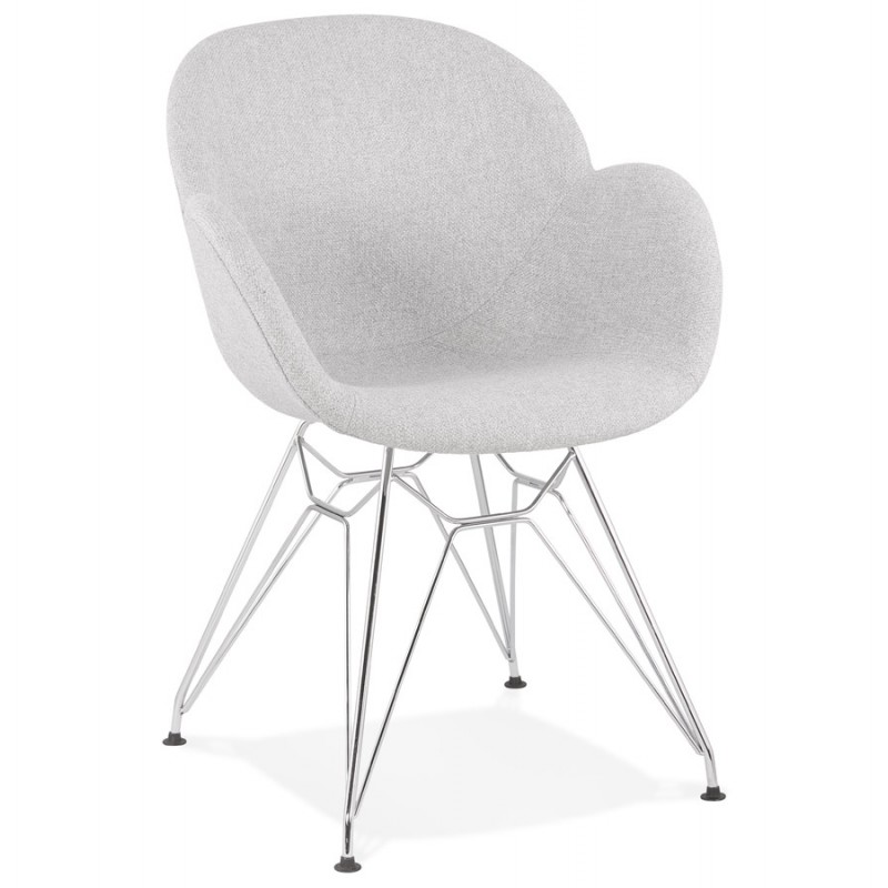 TOM industrial style design chair in chrome metal foot fabric (light grey) - image 43390