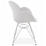 TOM Industrie-Stil Design Stuhl aus Chrom Metall Fußstoff (hellgrau)