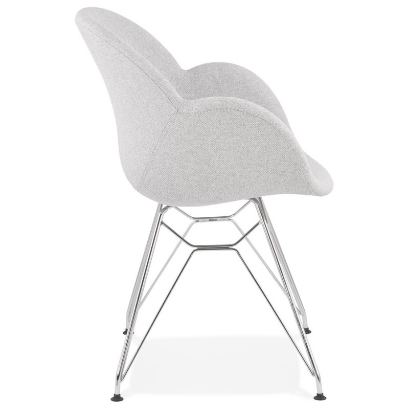 TOM Industrie-Stil Design Stuhl aus Chrom Metall Fußstoff (hellgrau) - image 43392