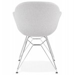 Chaise design style industriel TOM en tissu pieds métal chromé (gris clair)