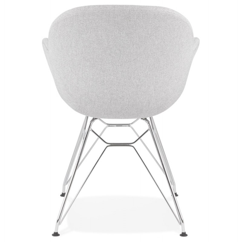 TOM Industrie-Stil Design Stuhl aus Chrom Metall Fußstoff (hellgrau) - image 43394