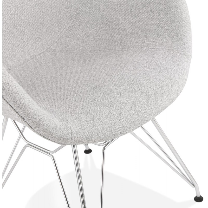 TOM Industrie-Stil Design Stuhl aus Chrom Metall Fußstoff (hellgrau) - image 43396