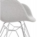 Sedia di design in stile industriale TOM in tessuto cromato per piedi in metallo (grigio chiaro)