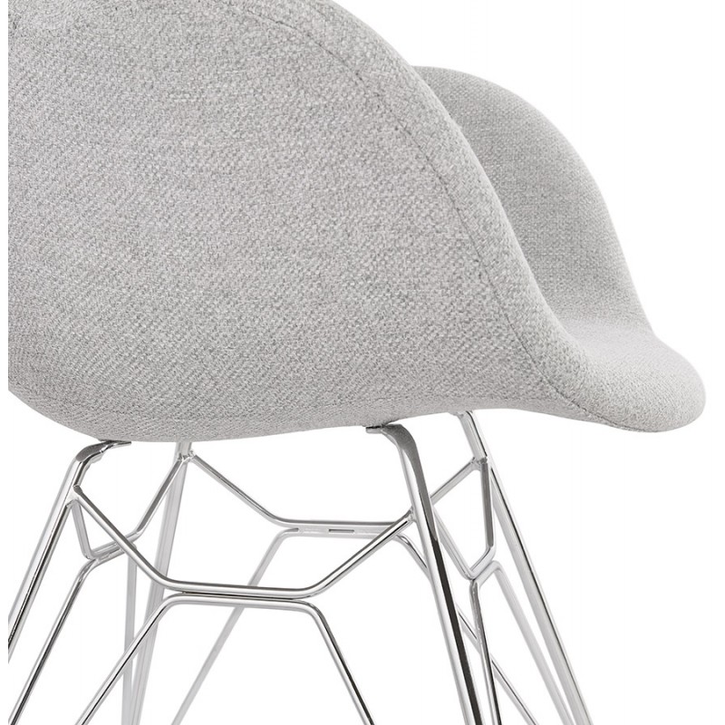 TOM Industrie-Stil Design Stuhl aus Chrom Metall Fußstoff (hellgrau) - image 43397