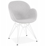 TOM Industrie-Stil Design Stuhl aus weiß lackiertem Metallstoff (hellgrau)