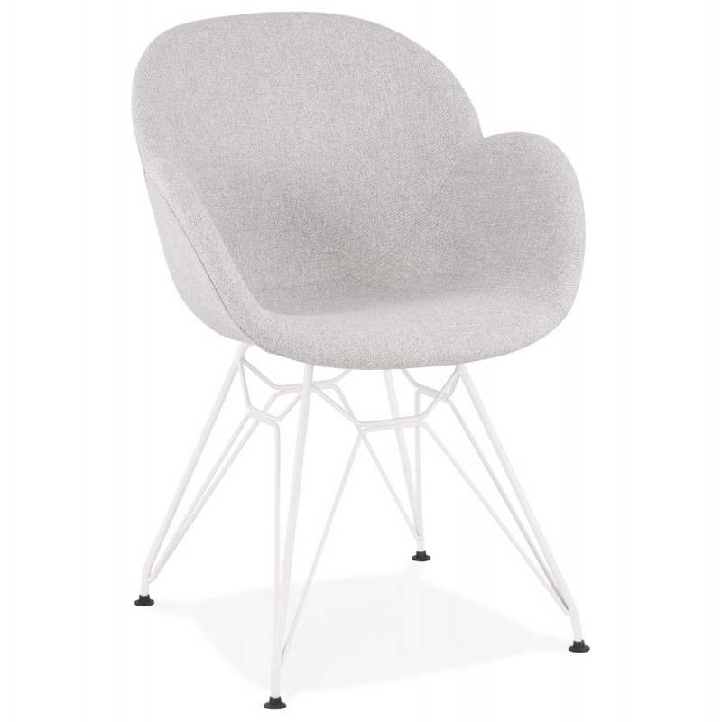 TOM industrial style design chair in white painted metal fabric (light grey) - image 43402
