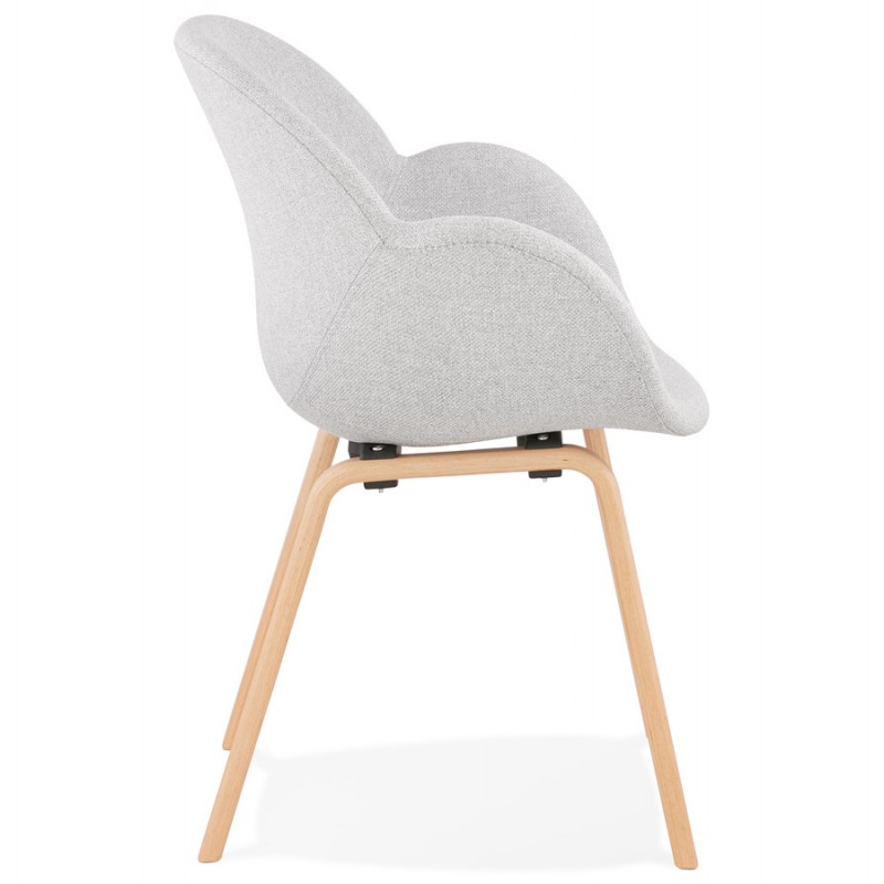 Chaise design scandinave avec accoudoirs CALLA en tissu pieds couleur naturelle (gris clair) - image 43415