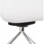Chaise de bureau sur roulettes SORBIER en polypropylène pieds métal chromé (blanc)