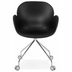 SORBIER desk chair on wheels in polypropylene chrome metal feet (black)