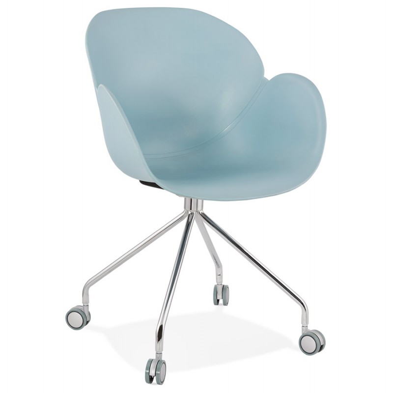 SORBIER desk chair on wheels in polypropylene chrome metal feet (sky blue) - image 43478