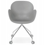 SORBIER desk chair on wheels in polypropylene chrome metal feet (grey)