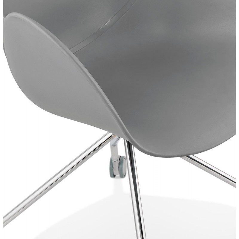 Sedia da tavolo SORBIER su ruote in piedi in metallo cromato in polipropilene (grigio) - image 43494