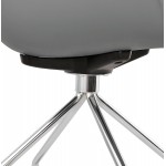 Chaise de bureau sur roulettes SORBIER en polypropylène pieds métal chromé (gris)