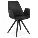 Sedia di design scandinava con braccioli in legno color nero ARUM (nero)