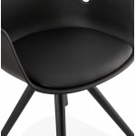 Chaise design scandinave avec accoudoirs ARUM pieds bois couleur noire (noir)