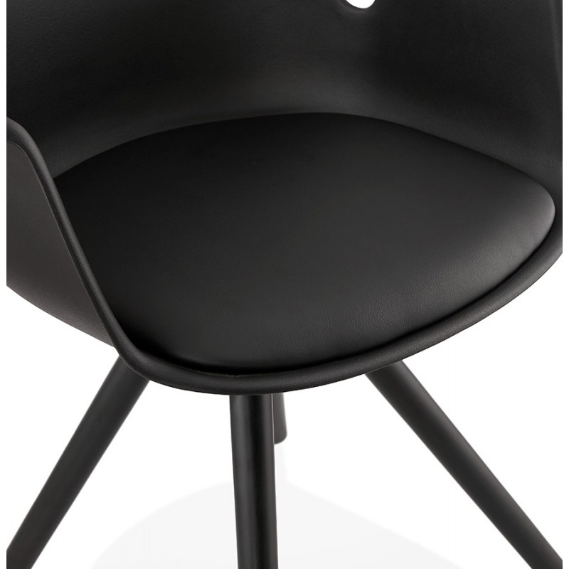 Scandinavian design chair with ARUM black-colored wooden foot armrests (black) - image 43529