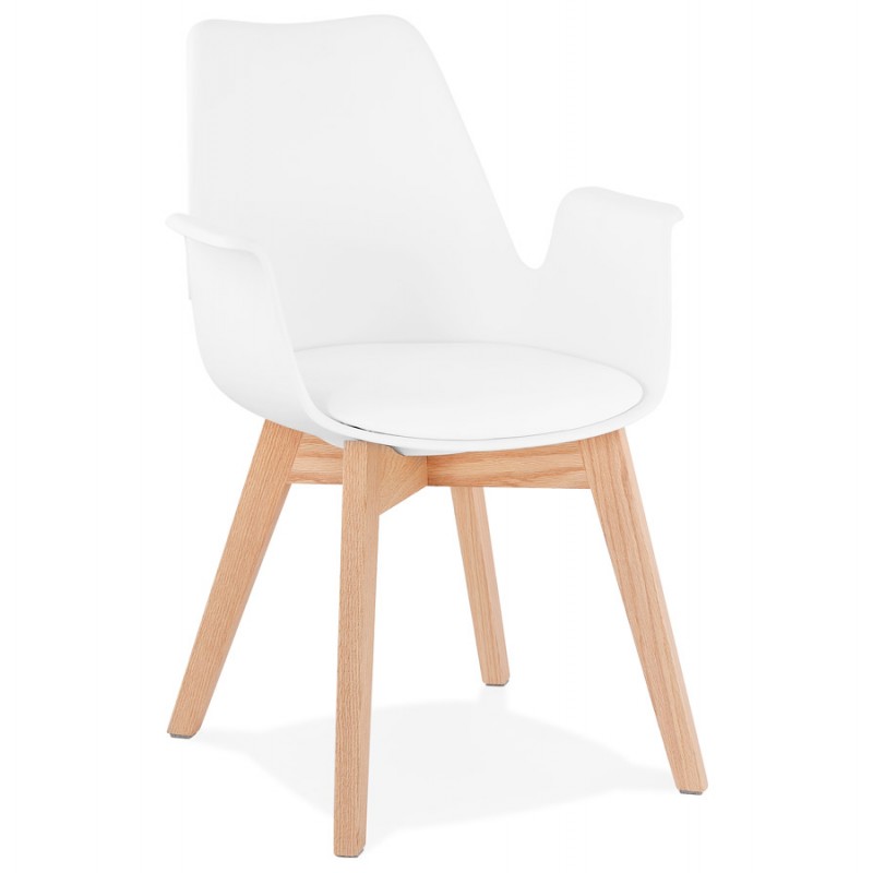 Sedia di design scandinava con piedi KALLY in legno di colore naturale (bianco) - image 43533