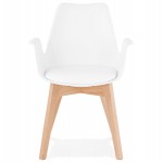 Chaise design scandinave avec accoudoirs KALLY pieds bois couleur naturelle (blanc)