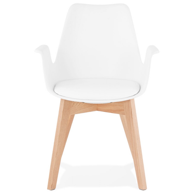 Chaise design scandinave avec accoudoirs KALLY pieds bois couleur naturelle (blanc) - image 43534