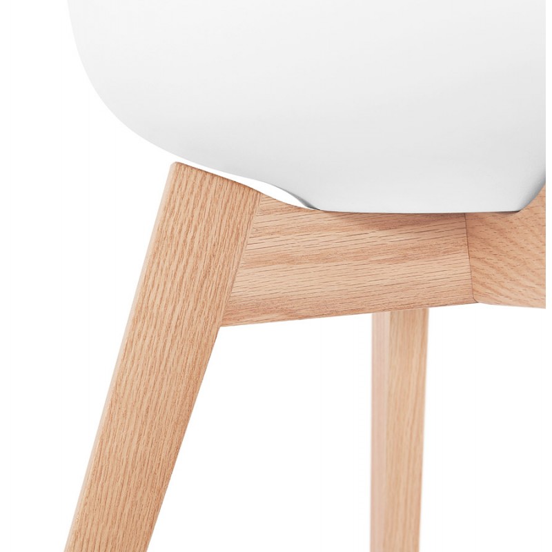 Chaise design scandinave avec accoudoirs KALLY pieds bois couleur naturelle (blanc) - image 43540