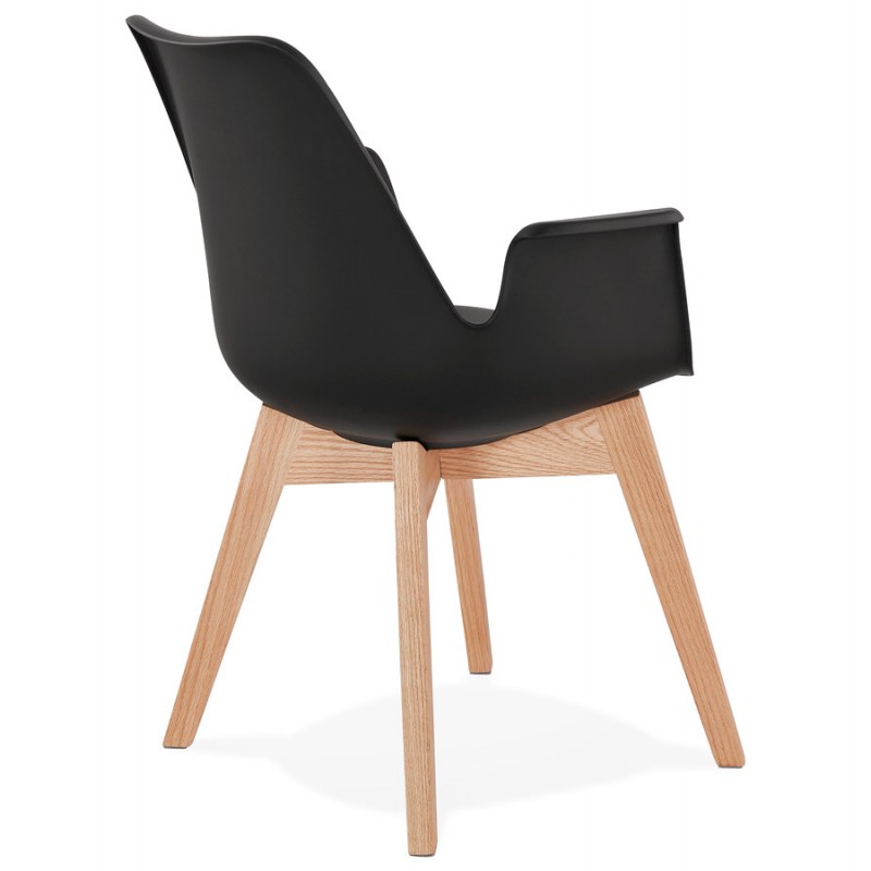Chaise design scandinave avec accoudoirs KALLY pieds bois couleur naturelle (noir) - image 43545