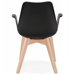 Chaise design scandinave avec accoudoirs KALLY pieds bois couleur naturelle (noir)