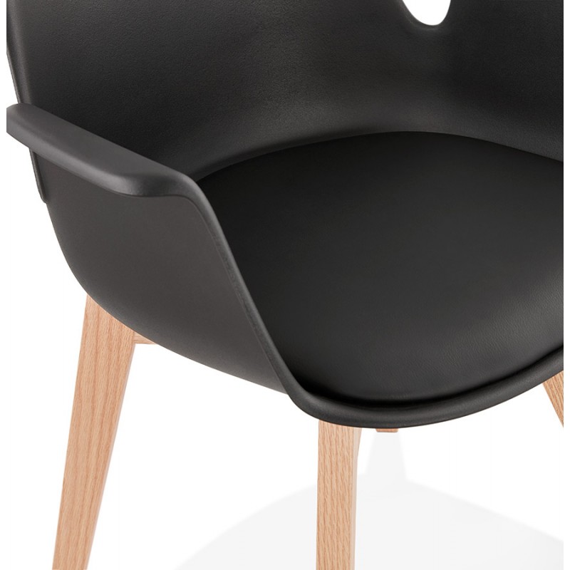 Silla de diseño escandinavo con pies KALLY de madera de color natural (negro) - image 43547
