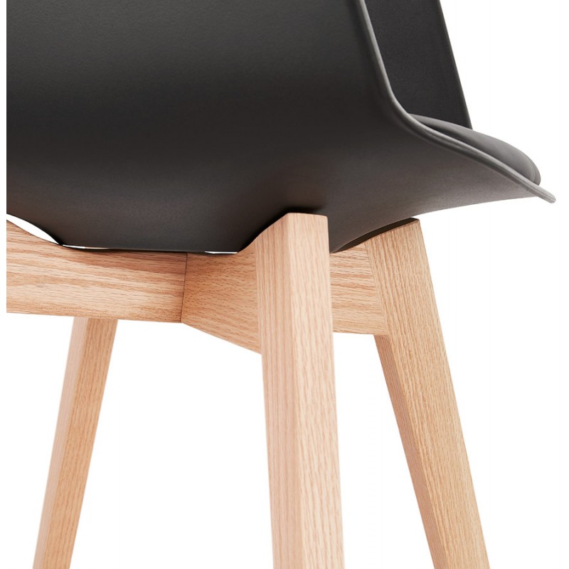 Silla de diseño escandinavo con pies KALLY de madera de color natural (negro) - image 43549