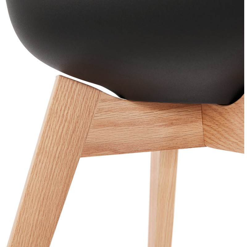 Chaise design scandinave avec accoudoirs KALLY pieds bois couleur naturelle (noir) - image 43550