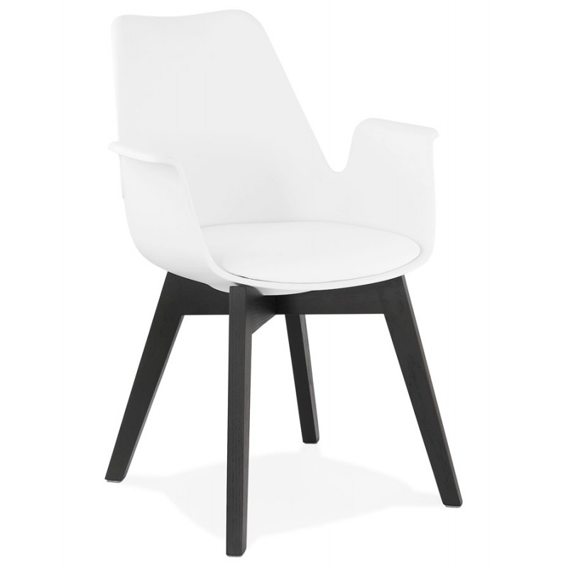 Chaise design scandinave avec accoudoirs KALLY pieds bois couleur noire (blanc) - image 43552