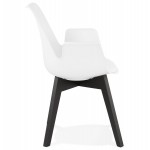 Chaise design scandinave avec accoudoirs KALLY pieds bois couleur noire (blanc)