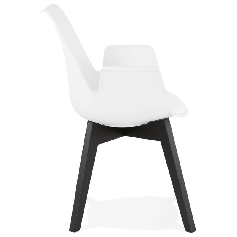 Chaise design scandinave avec accoudoirs KALLY pieds bois couleur noire (blanc) - image 43554