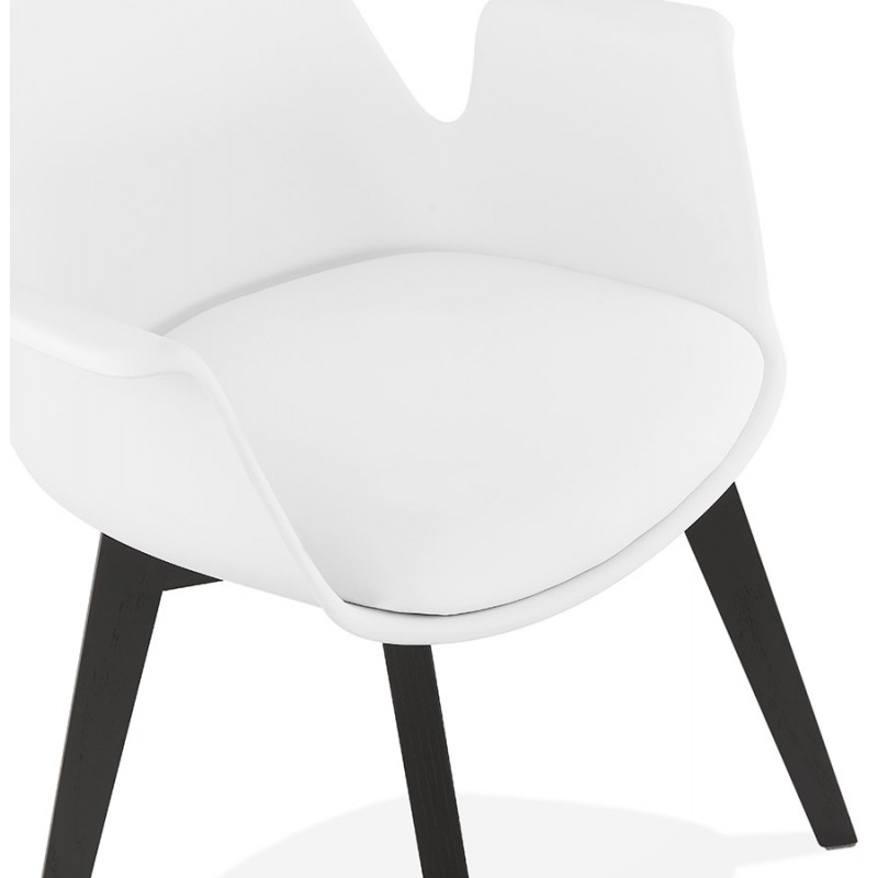 Chaise design scandinave avec accoudoirs KALLY pieds bois couleur noire (blanc) - image 43557