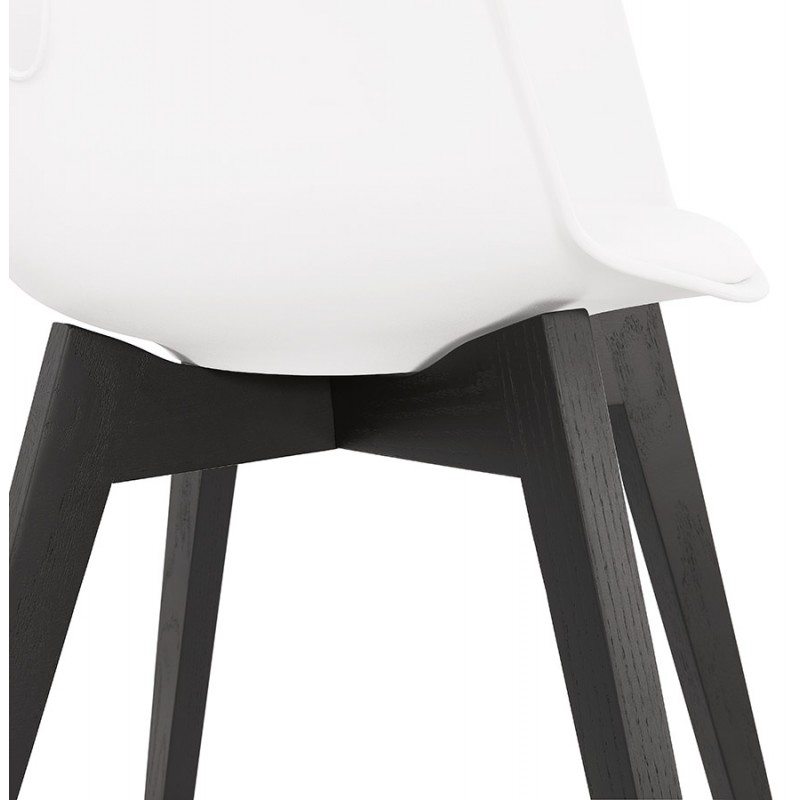 Silla de diseño escandinavo con pie de madera negro (blanco) KALLY - image 43559